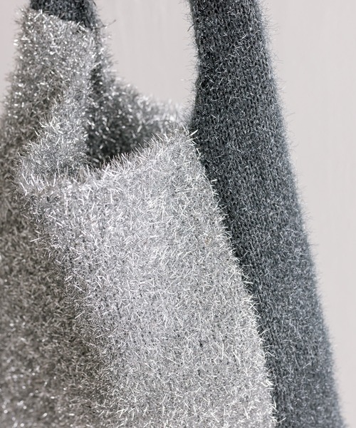 ear PAPILLONNER(イアパピヨネ)の「メタリックニットバッグ(エコバッグ/サブバッグ・レディース・ピンク/シルバー・FREE)」の17枚目の写真
