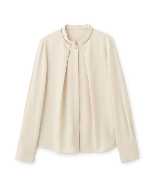 ♡美品♡BEIGE ベイジ タックブラウス とろみ　 M ベージュ 【ウォッシャブル】半袖 タイ風タックブラウス 防臭