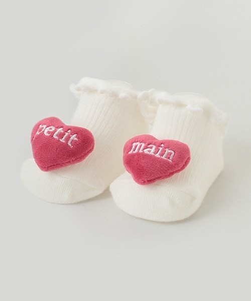petit main(プティマイン)の「ハートカップソックス(ベビーシューズ/ベビーソックス・キッズ・ピンク/レッド・9-11cm/11-13cm)」の1枚目の写真