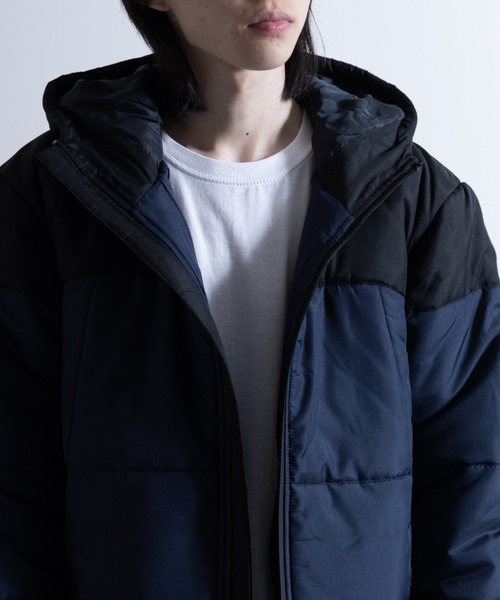 バイカラー ダウンジャケット 黒と青 THE CRAFT CREW PRODUCTS ダウンコート ダウンジャケット ビッグ