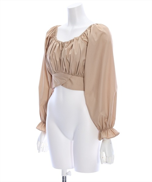 clear（クリア）の「クロスバックリボンブラウス [着回し力抜群 大人 カジュアル 短丈ブラウス]（シャツ/ブラウス・レディース・ベージュ/ブラック/サックスブルー/オフホワイト・F）」の5枚目の写真