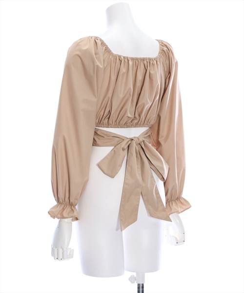 clear（クリア）の「クロスバックリボンブラウス [着回し力抜群 大人 カジュアル 短丈ブラウス]（シャツ/ブラウス・レディース・ベージュ/ブラック/サックスブルー/オフホワイト・F）」の7枚目の写真