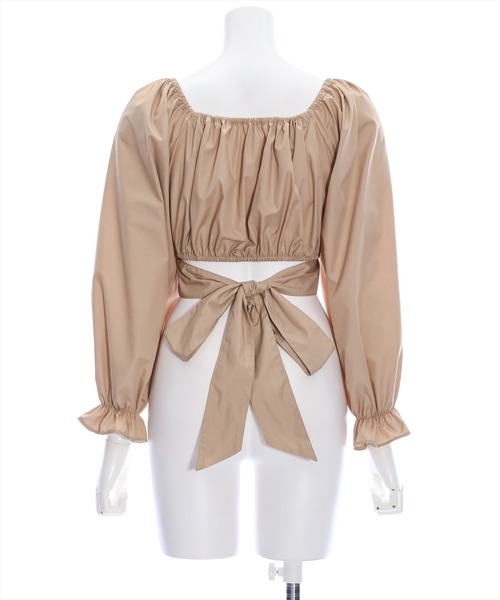 clear（クリア）の「クロスバックリボンブラウス [着回し力抜群 大人 カジュアル 短丈ブラウス]（シャツ/ブラウス・レディース・ベージュ/ブラック/サックスブルー/オフホワイト・F）」の8枚目の写真