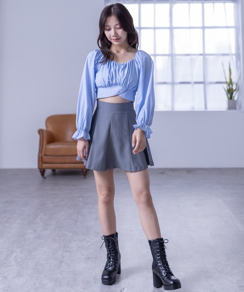 clear（クリア）の「クロスバックリボンブラウス [着回し力抜群 大人 カジュアル 短丈ブラウス]（シャツ/ブラウス・レディース・ベージュ/ブラック/サックスブルー/オフホワイト・F）」の20枚目の写真