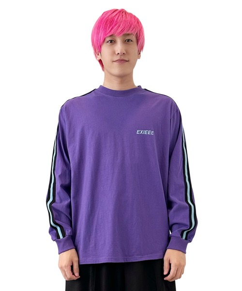 EXIEEE（イグジー）の「EXIEEE/サイドラインロゴロンT（Tシャツ/カットソー・レディース・グリーン/サックスブルー/パープル・MEDIUM/SMALL/LARGE）」の3枚目の写真