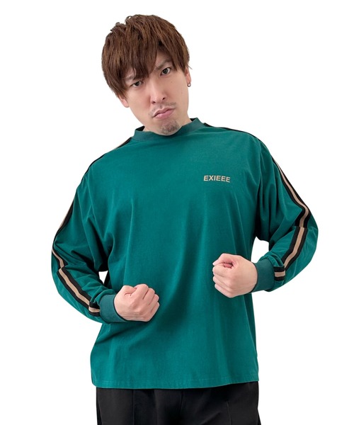 EXIEEE（イグジー）の「EXIEEE/サイドラインロゴロンT（Tシャツ/カットソー・レディース・グリーン/サックスブルー/パープル・MEDIUM/SMALL/LARGE）」の2枚目の写真