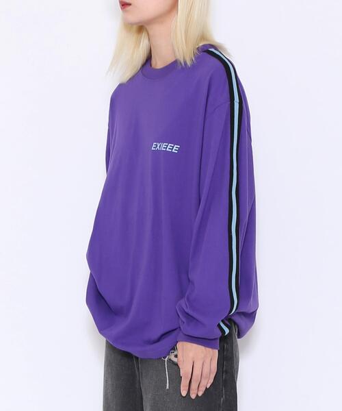 EXIEEE（イグジー）の「EXIEEE/サイドラインロゴロンT（Tシャツ/カットソー・レディース・グリーン/サックスブルー/パープル・MEDIUM/SMALL/LARGE）」の10枚目の写真