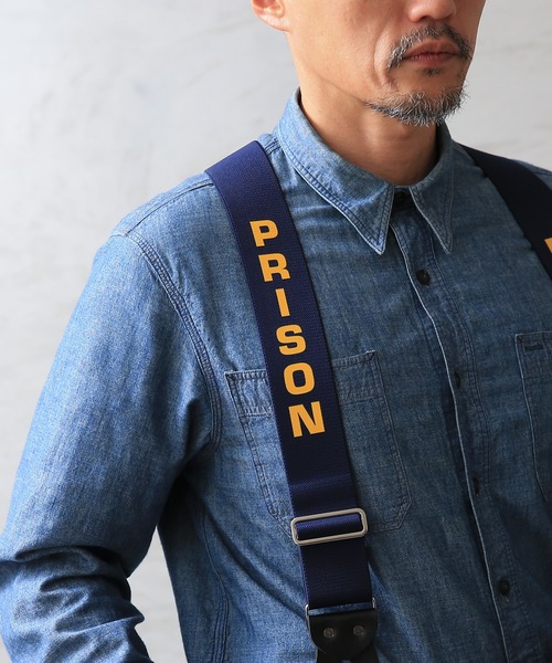 WAIPER.inc（ワイパーインク）の「PRISON BLUES プリズンブルース PRINTED SUSPENDERS LEATHER END（サスペンダー・メンズ・ネイビー・FREE）」の6枚目の写真