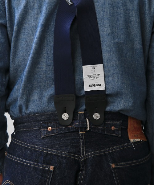 WAIPER.inc（ワイパーインク）の「PRISON BLUES プリズンブルース PRINTED SUSPENDERS LEATHER END（サスペンダー・メンズ・ネイビー・FREE）」の5枚目の写真