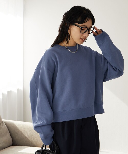 FREAK'S STORE（フリークスストア）の「限定展開　ヘビーウェイト ショート ビッグ スウェット（スウェット・レディース・ブルー/ブラック/グリーン/グレー/ピンク/ナチュラル/マスタード/ライトグレー/その他1/サックスブルー/その他/オレンジ・ﾌﾘ-）」の17枚目の写真