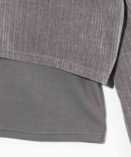 X-girl（エックスガール）の「SLANTED OVAL LOGO 2P LAYERED TOP（Tシャツ/カットソー・レディース・ブラック/グレー/ホワイト・S/M）」の13枚目の写真