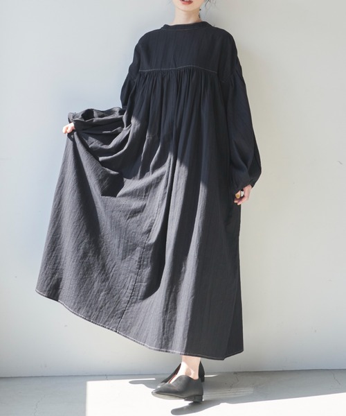 Libra Cue（リブラ キュー）の「ドビーストライプチャーチドレス（ワンピース・レディース・ブラック/アイボリー・FREE）」の19枚目の写真