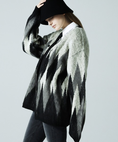 JACKROSE(ジャックローズ)の「JE SHAGGY ARGYLE KNIT CARDIGAN(カーディガン/ボレロ・メンズ・サックスブルー/ブラック/パープル・M/L)」の5枚目の写真