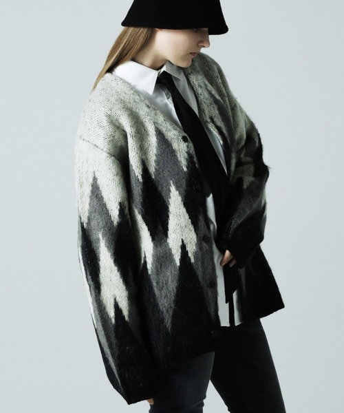 JACKROSE(ジャックローズ)の「JE SHAGGY ARGYLE KNIT CARDIGAN(カーディガン/ボレロ・メンズ・サックスブルー/ブラック/パープル・M/L)」の19枚目の写真