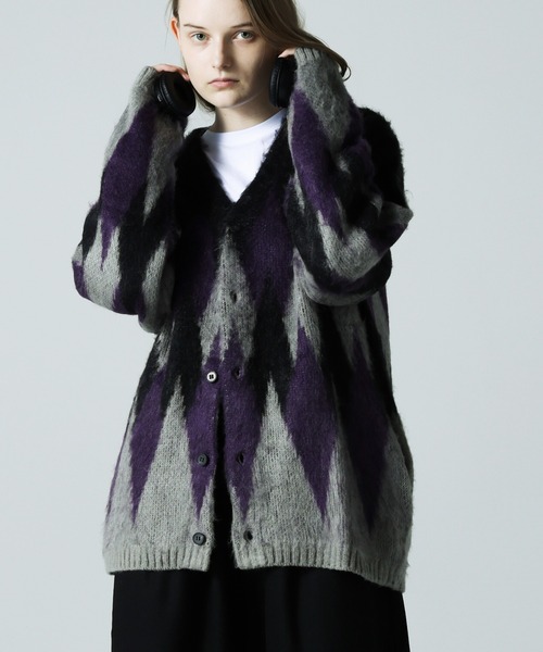JACKROSE(ジャックローズ)の「JE SHAGGY ARGYLE KNIT CARDIGAN(カーディガン/ボレロ・メンズ・サックスブルー/ブラック/パープル・M/L)」の10枚目の写真