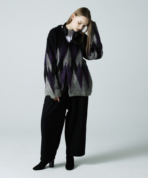 JACKROSE(ジャックローズ)の「JE SHAGGY ARGYLE KNIT CARDIGAN(カーディガン/ボレロ・メンズ・サックスブルー/ブラック/パープル・M/L)」の17枚目の写真