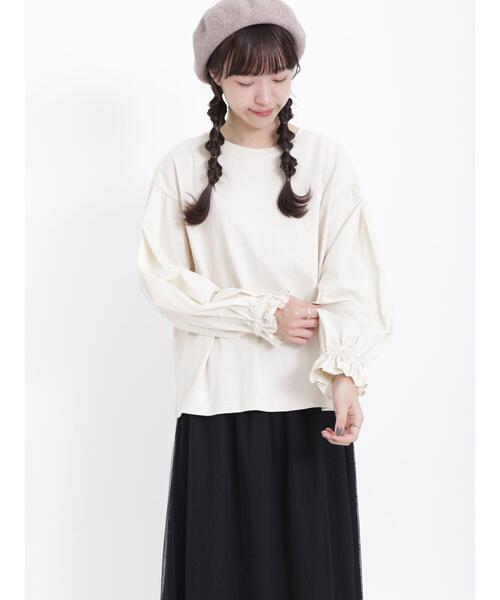 Samansa Mos2（サマンサ モスモス）の「袖布帛ドッキングカットソー（Tシャツ/カットソー・レディース・ブラウン/キナリ/グレー・F）」の6枚目の写真