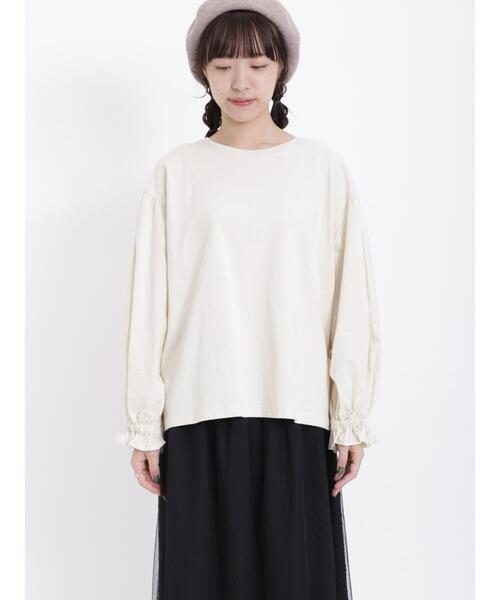 Samansa Mos2（サマンサ モスモス）の「袖布帛ドッキングカットソー（Tシャツ/カットソー・レディース・ブラウン/キナリ/グレー・F）」の11枚目の写真