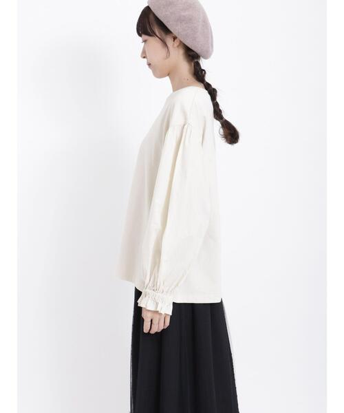 Samansa Mos2（サマンサ モスモス）の「袖布帛ドッキングカットソー（Tシャツ/カットソー・レディース・ブラウン/キナリ/グレー・F）」の12枚目の写真