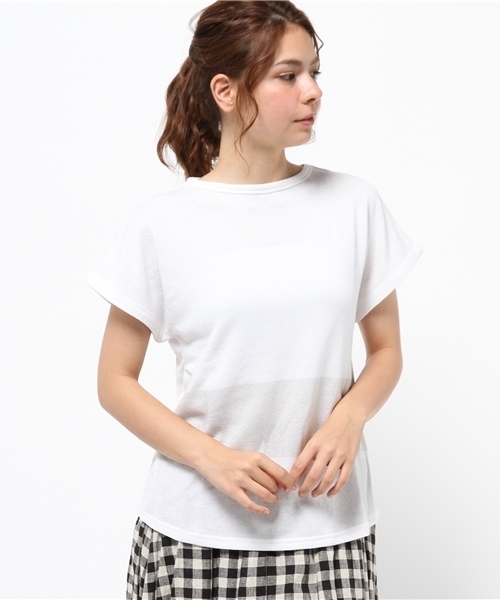 OUTLET（アウトレット）の「【CIAOPANIC TYPY】FLBラインプリントプルオーバー（Tシャツ/カットソー・レディース・ブルー/チャコールグレー/グレー/イエロー/ホワイト・ONE）」の2枚目の写真