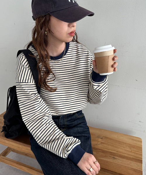 DISCOAT(ディスコート)の「《20色展開!》【WEB限定】ボーダービックロンT(Tシャツ/カットソー・レディース・アイボリー/ブラック系その他/ピンク/ベージュ/ホワイト/ブラック/レッド/ベージュ系その他/グレー系その他/ネイビー/サーモンピンク/グレイッシュベージュ/スカイブルー/チャコールグレー/ホワイト系その他2/サックスブルー/モカ/ブルー系その他/ベージュ系その他2/ライトグレー/ブラウン・MEDIUM)」の17枚目の写真