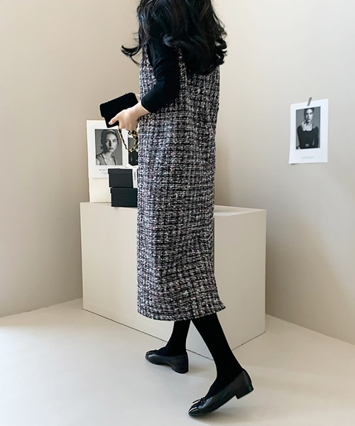 Doula Doula(ドゥーラドゥーラ)の「ツイードジャンパースカート(ワンピース・レディース・オフホワイト/ブラック/ネイビー・FREE)」の17枚目の写真