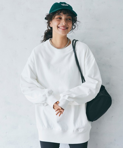 coca（coca）（コカ）の「ヘビーウェイト裏起毛立体袖スウェット（スウェット・レディース・グレー/ブラック/エメラルド/ホワイト・M/L）」の2枚目の写真