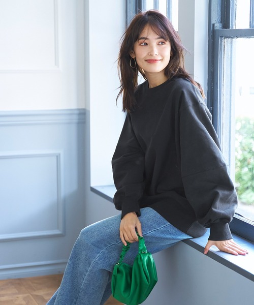 coca（coca）（コカ）の「ヘビーウェイト裏起毛立体袖スウェット（スウェット・レディース・グレー/ブラック/エメラルド/ホワイト・M/L）」の3枚目の写真