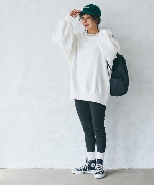 coca（coca）（コカ）の「ヘビーウェイト裏起毛立体袖スウェット（スウェット・レディース・グレー/ブラック/エメラルド/ホワイト・M/L）」の11枚目の写真