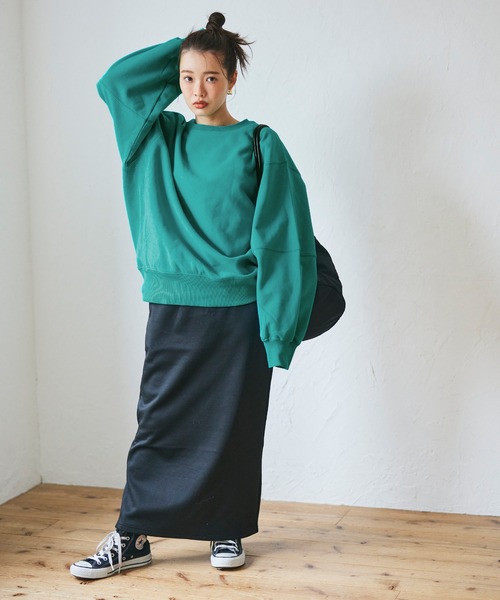 coca（coca）（コカ）の「ヘビーウェイト裏起毛立体袖スウェット（スウェット・レディース・グレー/ブラック/エメラルド/ホワイト・M/L）」の15枚目の写真