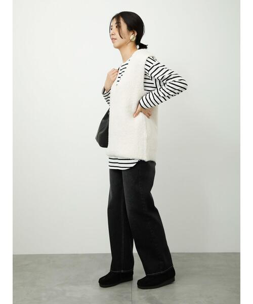 Lugnoncure（ルノンキュール）の「フェザーニットベスト（ベスト・レディース・オフホワイト/ブラック/グレー・F）」の6枚目の写真