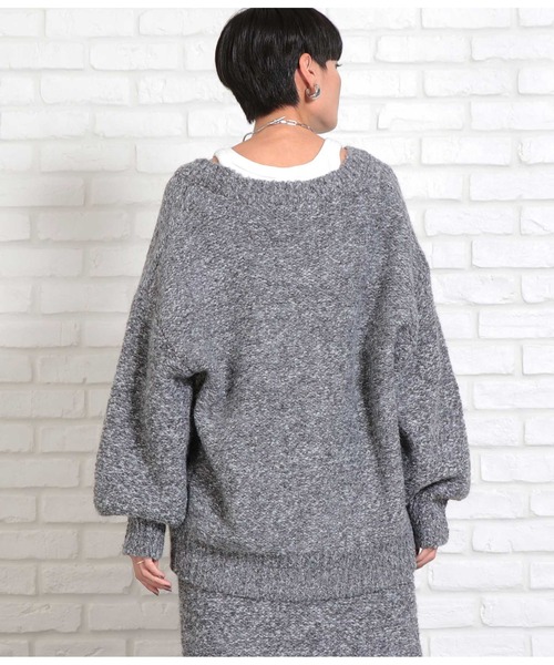 Settimissimo（セッティミッシモ）の「ボリュームスリーブミックスニットカーディガン（カーディガン/ボレロ・レディース・グレー/グリーン・M）」の8枚目の写真