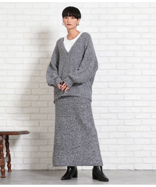 Settimissimo（セッティミッシモ）の「ボリュームスリーブミックスニットカーディガン（カーディガン/ボレロ・レディース・グレー/グリーン・M）」の9枚目の写真