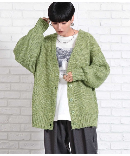 Settimissimo（セッティミッシモ）の「ボリュームスリーブミックスニットカーディガン（カーディガン/ボレロ・レディース・グレー/グリーン・M）」の12枚目の写真