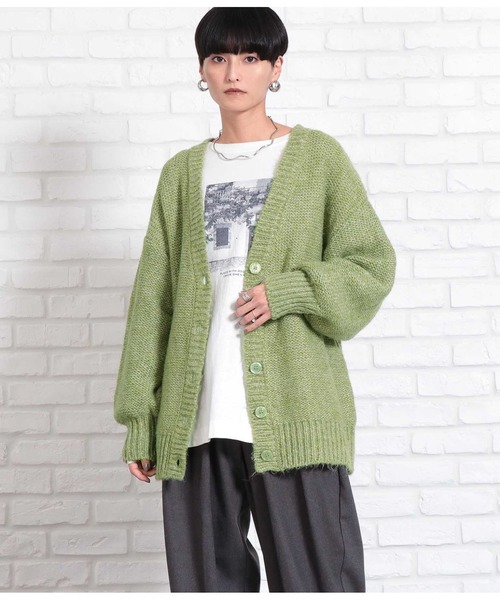 Settimissimo（セッティミッシモ）の「ボリュームスリーブミックスニットカーディガン（カーディガン/ボレロ・レディース・グレー/グリーン・M）」の13枚目の写真