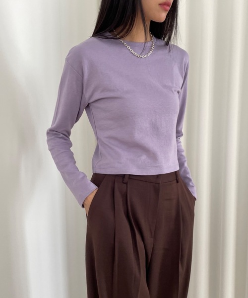 DEUXIEME CLASSE - MACHATT クロップドロングTシャツ Deuxieme Classe クロップド ロングスリーブ Tシャツ ブラック