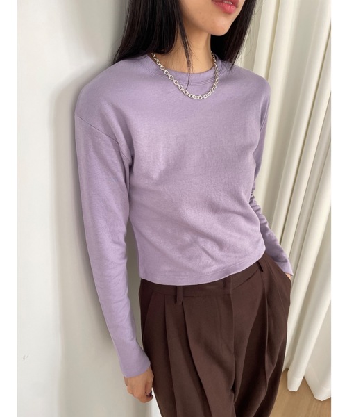 Didot.showroom（ディドット ショールーム）の「クロップド丈 肉厚 ロンT（Tシャツ/カットソー・レディース・ラベンダー/ベージュ/ミント/レッド/ブラック/ホワイト・FREE）」の22枚目の写真