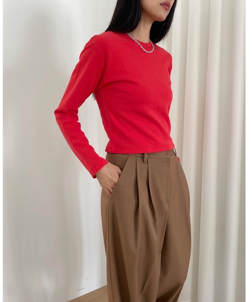 Didot.showroom（ディドット ショールーム）の「クロップド丈 肉厚 ロンT（Tシャツ/カットソー・レディース・ラベンダー/ベージュ/ミント/レッド/ブラック/ホワイト・FREE）」の14枚目の写真