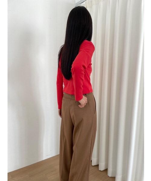 Didot.showroom（ディドット ショールーム）の「クロップド丈 肉厚 ロンT（Tシャツ/カットソー・レディース・ラベンダー/ベージュ/ミント/レッド/ブラック/ホワイト・FREE）」の9枚目の写真