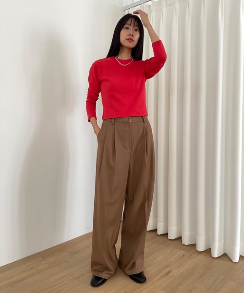 Didot.showroom（ディドット ショールーム）の「クロップド丈 肉厚 ロンT（Tシャツ/カットソー・レディース・ラベンダー/ベージュ/ミント/レッド/ブラック/ホワイト・FREE）」の17枚目の写真