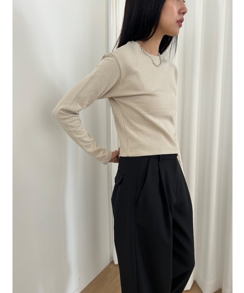 Didot.showroom（ディドット ショールーム）の「クロップド丈 肉厚 ロンT（Tシャツ/カットソー・レディース・ラベンダー/ベージュ/ミント/レッド/ブラック/ホワイト・FREE）」の10枚目の写真