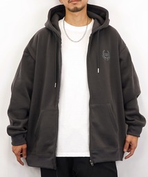 【GROOVY STORE】ビッグシルエットワンポイント刺繍ZIPパーカー裏起毛
