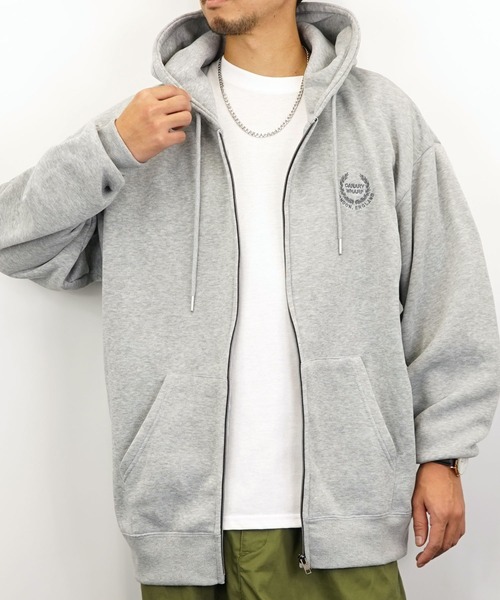 Burner（バーナー）の「【GROOVY STORE】ビッグシルエットワンポイント刺繍ZIPパーカー裏起毛（パーカー・メンズ・ブラック/グレイッシュベージュ/インディゴブルー/ライトブラック/杢グレー・L/M/LL）」の13枚目の写真