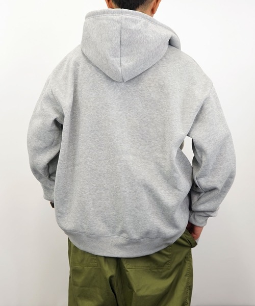 Burner（バーナー）の「【GROOVY STORE】ビッグシルエットワンポイント刺繍ZIPパーカー裏起毛（パーカー・メンズ・ブラック/グレイッシュベージュ/インディゴブルー/ライトブラック/杢グレー・L/M/LL）」の18枚目の写真