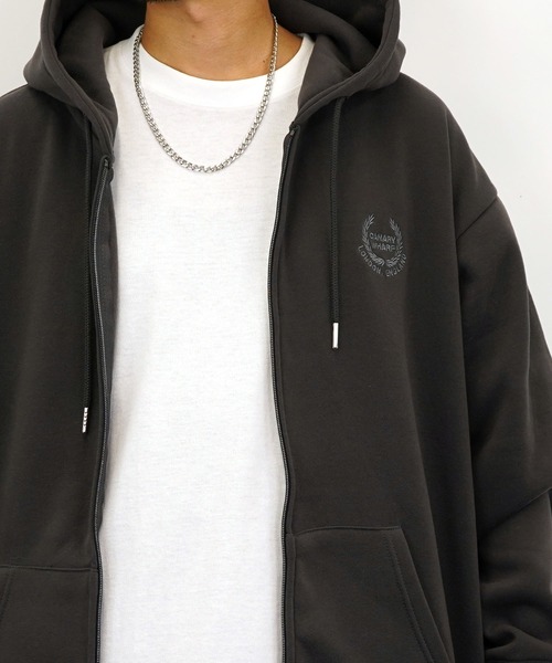 Burner（バーナー）の「【GROOVY STORE】ビッグシルエットワンポイント刺繍ZIPパーカー裏起毛（パーカー・メンズ・ブラック/グレイッシュベージュ/インディゴブルー/ライトブラック/杢グレー・L/M/LL）」の19枚目の写真