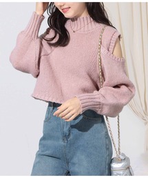 CHILLE | スリットショルダー起毛ニットトップス(ニット/セーター)