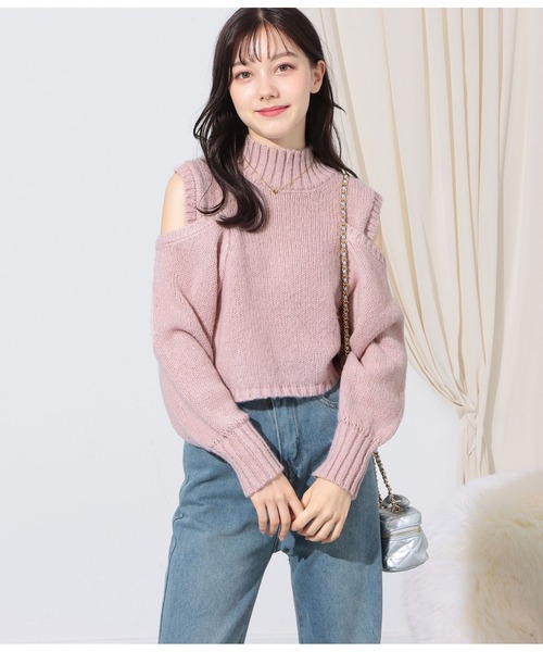 CHILLE（チル）の「スリットショルダー起毛ニットトップス（ニット/セーター・レディース・ブラック/グレイッシュベージュ/オレンジ・FREE）」の21枚目の写真