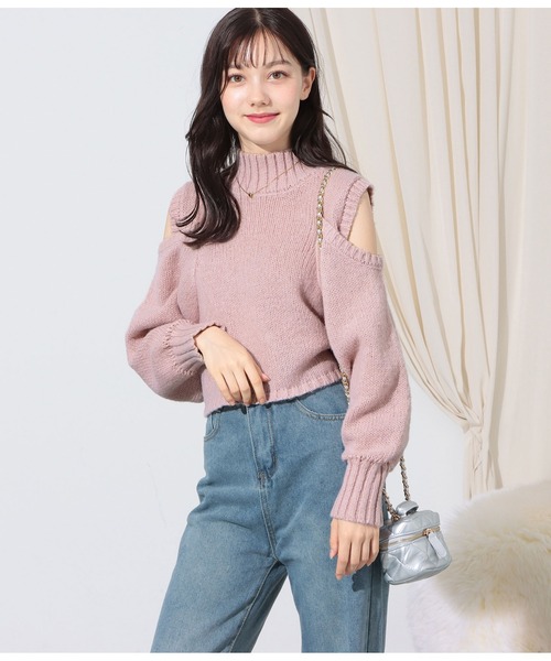 CHILLE（チル）の「スリットショルダー起毛ニットトップス（ニット/セーター・レディース・ブラック/グレイッシュベージュ/オレンジ・FREE）」の22枚目の写真