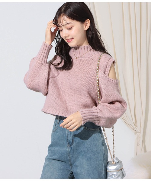 CHILLE（チル）の「スリットショルダー起毛ニットトップス（ニット/セーター・レディース・ブラック/グレイッシュベージュ/オレンジ・FREE）」の20枚目の写真