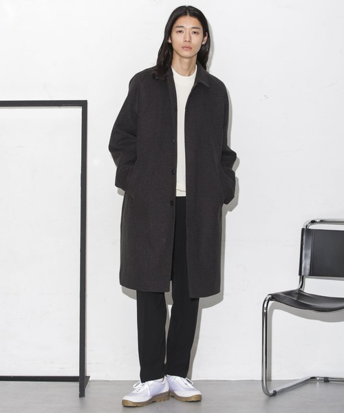 NANO universe（ナノユニバース）の「テックメルトンバルカラーコート（ステンカラーコート・メンズ・ブラック/ネイビー/チャコール・S/L/M/XL）」の8枚目の写真